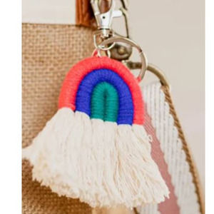 Macramé Rainbow Keychain Purse Charm